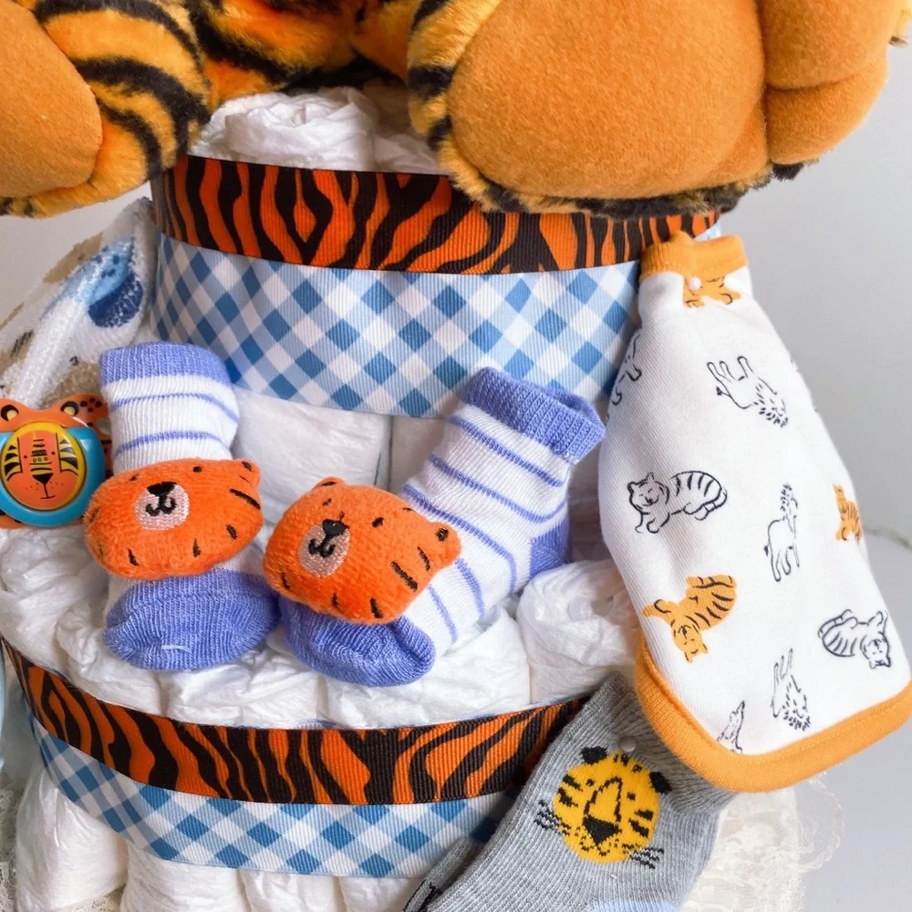 Tiger Diaper Cake, Safari themed